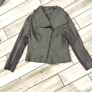 Blank NYC Gray Vegan Faux Leather Moto Jacket Size XL